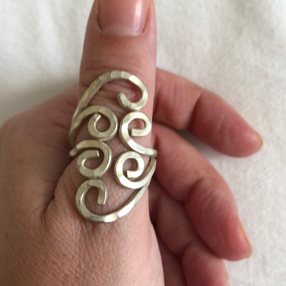 Silver Hammered Filigree Ring
